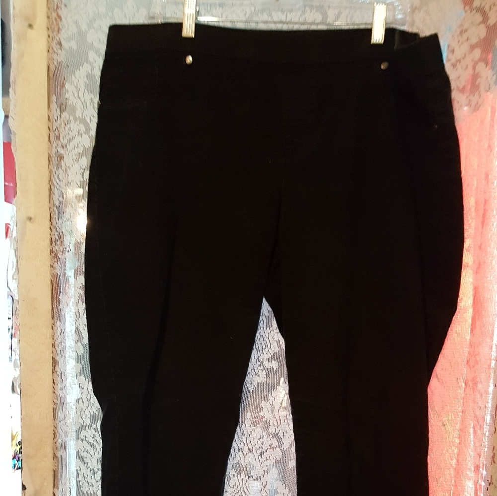 Black denim pull on pants